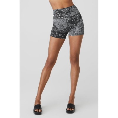 Bermudas Alo Yoga 4" Vapor Bandana Mujer Negros | MX-93DCTV