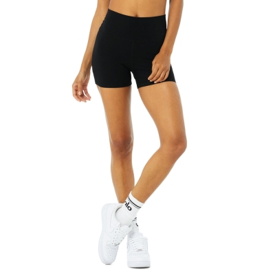 Bermudas Alo Yoga 4" Vapor High-Cintura Fierce Mujer Negros | MX-90CBFH