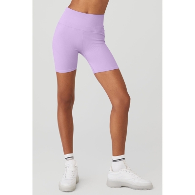 Bermudas Alo Yoga 5" Seamless Acanalado Favorite Mujer Morados | MX-85YSIH