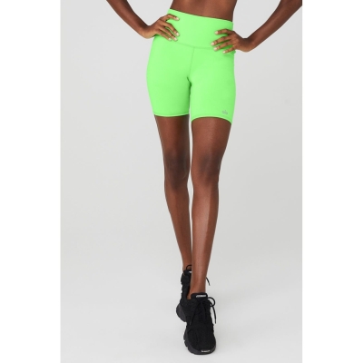 Bermudas Alo Yoga 7" High-Cintura Ciclismo Mujer Verdes | MX-35EFSA