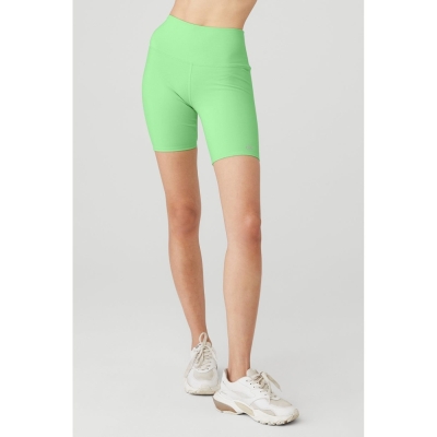 Bermudas Alo Yoga 7" High-Cintura Ciclismo Mujer Verdes | MX-47EMVS