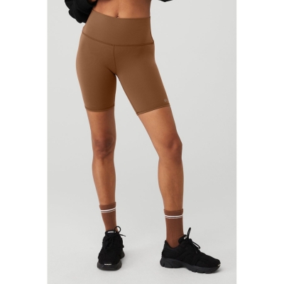 Bermudas Alo Yoga 7" High-Cintura Ciclismo Mujer Marrom | MX-93SNHQ