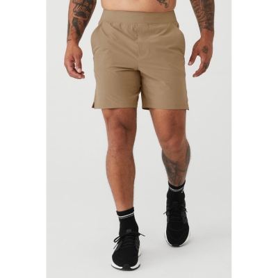 Bermudas Alo Yoga 7'' Repetition Hombre Marrom | MX-69FIJT