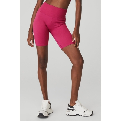 Bermudas Alo Yoga 7" Seamless High-Cintura Acanalado Ciclismo Mujer Claret | MX-21RBUN