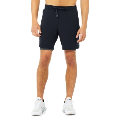 Bermudas Alo Yoga 7" Unity 2-In-1 Hombre Azul Marino Oscuro Grises Oscuro | MX-56HRZG