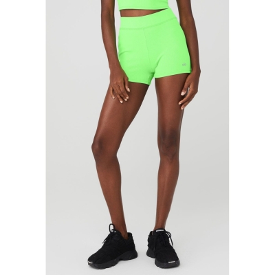 Bermudas Alo Yoga Goddess Acanalado High-Cintura Hot Mujer Verdes | MX-40HFBM