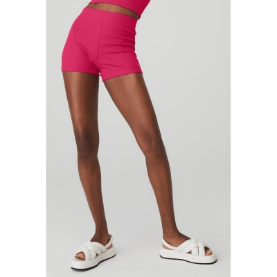 Bermudas Alo Yoga Goddess Acanalado High-Cintura Hot Mujer Claret | MX-98HYTW