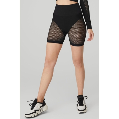 Bermudas Alo Yoga Seamless High-Cintura Limitless Open Air Mujer Negros | MX-23JBWT