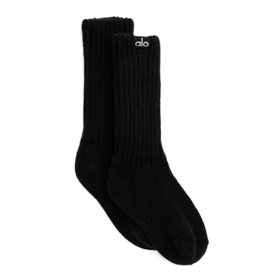 Calcetines Alo Yoga Cashmere Jet Set Mujer Negros | MX-01VZQP