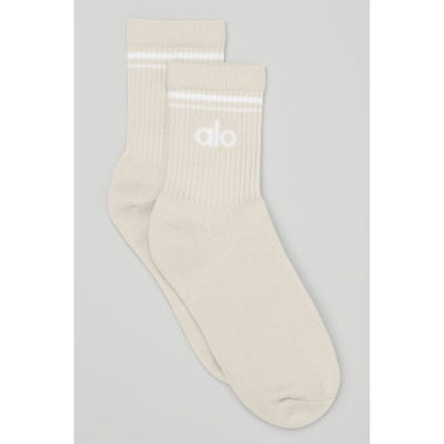 Calcetines Alo Yoga Half-Crew Throwback Hombre Beige Blancos | MX-37LFUI