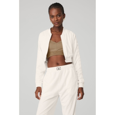 Chaquetas Alo Yoga Cropped Prizewinner Mujer Blancos | MX-41LZPE