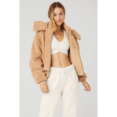 Chaquetas Alo Yoga Foxy Sherpa Mujer Camel | MX-23SGIB