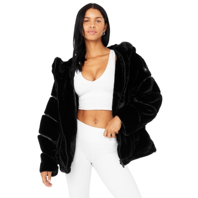 Chaquetas Alo Yoga Knock Out Faux Fur Mujer Negros | MX-52KGOP