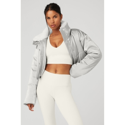 Chaquetas Alo Yoga Orion Cropped Puffer Mujer Plateados Blancos | MX-07DNQV