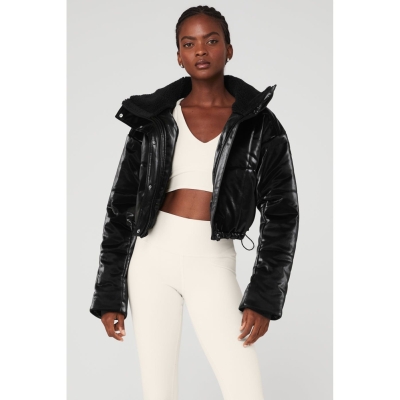 Chaquetas Alo Yoga Orion Cropped Puffer Mujer Negros | MX-67BZAI