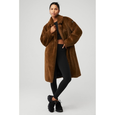 Chaquetas Alo Yoga Oversized Faux Fur Trench Mujer Chocolate | MX-51QFLG