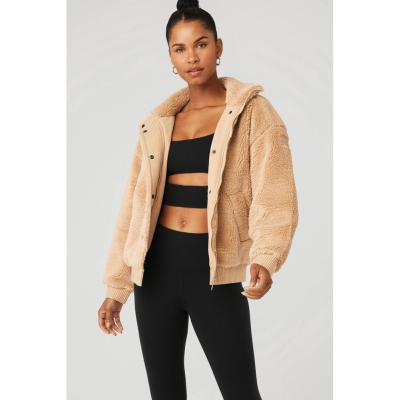 Chaquetas Alo Yoga Sherpa Varsity Mujer Camel | MX-97ERDI