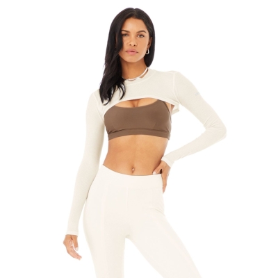 Crop Tops Alo Yoga Thrill Seeker Shrug Mujer Blancos | MX-43ORWI