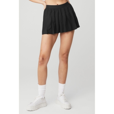 Falda Alo Yoga Varsity Tenis Mujer Negros | MX-50BDEP