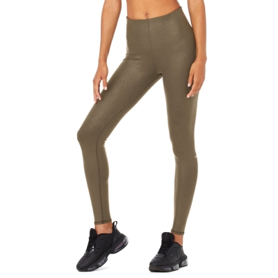 Leggins Alo Yoga Faux Cuero Airbrush High-Cintura Mujer Cafes | MX-76WBQD