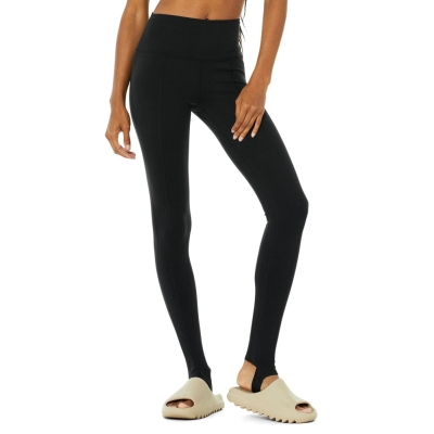 Leggins Alo Yoga High-Cintura Invierno Warmth Plush Stirrup Mujer Negros | MX-69FDOL