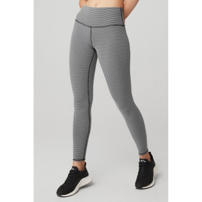 Leggins Alo Yoga High-Cintura Micro Houndstooth Mujer Blancos Negros | MX-82YZPI