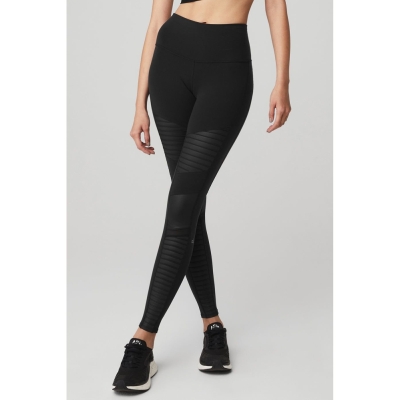 Leggins Alo Yoga High-Cintura Moto Mujer Negros | MX-07INTX