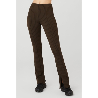 Leggins Alo Yoga High-Cintura Pinstripe Zip It Flare Mujer Cafes Negros | MX-54MBKH