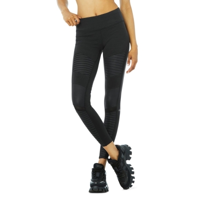 Leggins Alo Yoga Moto Mujer Negros | MX-54OEUW