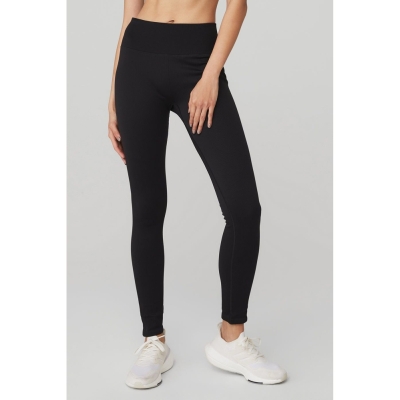 Leggins Alo Yoga Seamless High-Cintura Acanalado Mujer Negros | MX-75RCEK