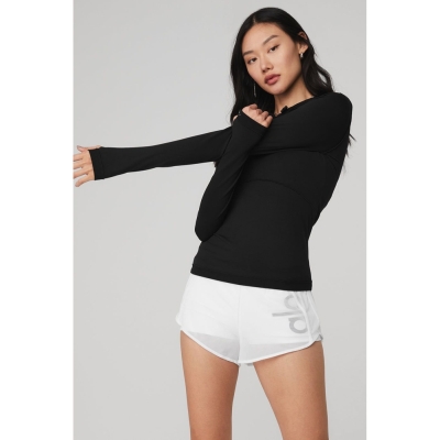 Long Sleeve Alo Yoga Alosoft Encapuchado Runner Mujer Negros | MX-10VZTO