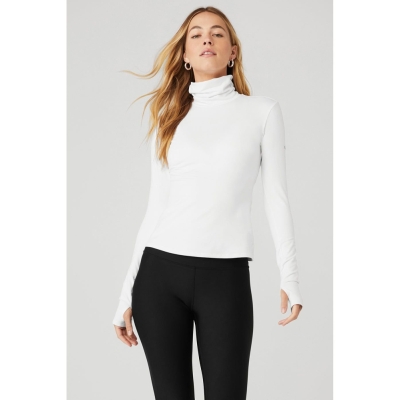 Long Sleeve Alo Yoga Alosoft Protection Turtleneck Mujer Blancos | MX-92PCWS