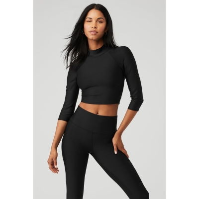 Long Sleeve Alo Yoga Archer Fitted Mujer Negros | MX-43LMBW