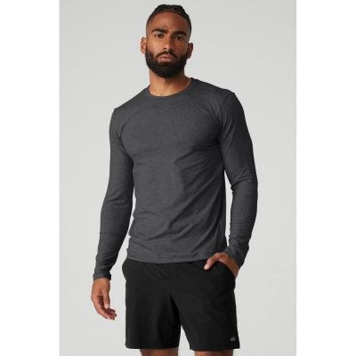 Long Sleeve Alo Yoga Conquer Reform Crewneck Hombre Grises Oscuro | MX-03DYVW