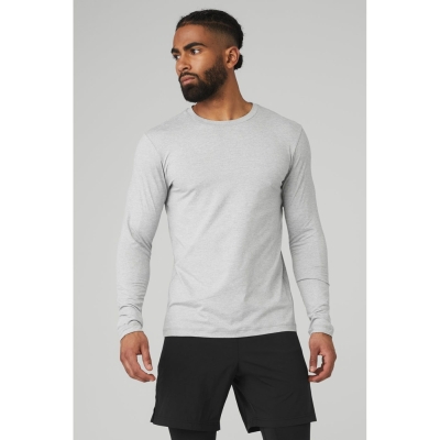 Long Sleeve Alo Yoga Conquer Reform Crewneck Hombre Grises | MX-56XVGW