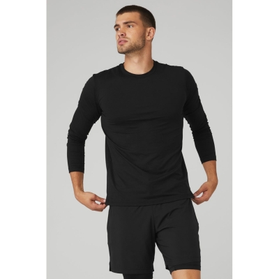 Long Sleeve Alo Yoga Conquer Reform Crewneck Hombre Negros | MX-93LJMC