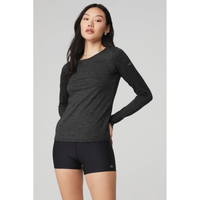 Long Sleeve Top Alo Yoga Alosoft Finesse Mujer Grises Oscuro | MX-81DSQP