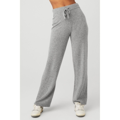 Pantalones Alo Yoga Cashmere High-Cintura Jet Set Anchos Leg Mujer Grises | MX-71ZJQL