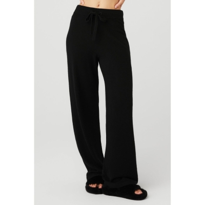 Pantalones Alo Yoga Cashmere High-Cintura Jet Set Anchos Leg Mujer Negros | MX-78XWLT