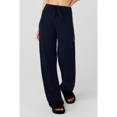 Pantalones Alo Yoga Cashmere High-Cintura Jet Set Anchos Leg Mujer Azul Marino | MX-98IYPX