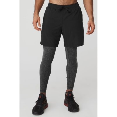 Pantalones Alo Yoga Estabilidade 2-In-1 Hombre Negros Grises Oscuro | MX-75HTBK