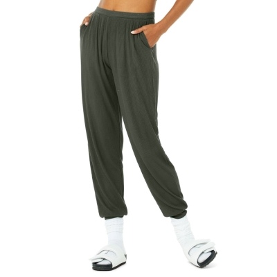 Pantalones Alo Yoga High-Cintura Acanalado Whisper Mujer Verdes Oscuro | MX-19SCXD