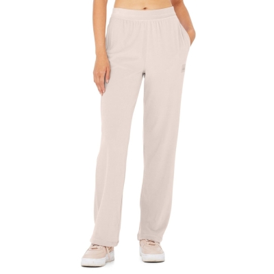 Pantalones Alo Yoga Velour High-Cintura Glimmer Anchos Leg Mujer Grises Rosas | MX-16SIHO