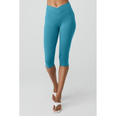 Pantalones Capri Alo Yoga Airbrush V-Cut Define Mujer Azules | MX-79NSAY