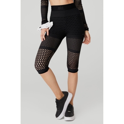 Pantalones Capri Alo Yoga Mesh High-Cintura Haute Summer Mujer Negros | MX-59PVJF