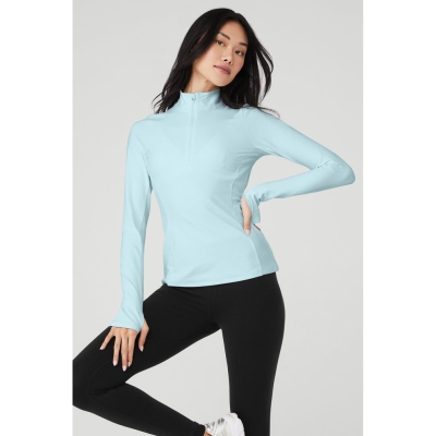 Pullover Alo Yoga Alosoft 1/2 Zip Rapid Mujer Azules | MX-83KBCA