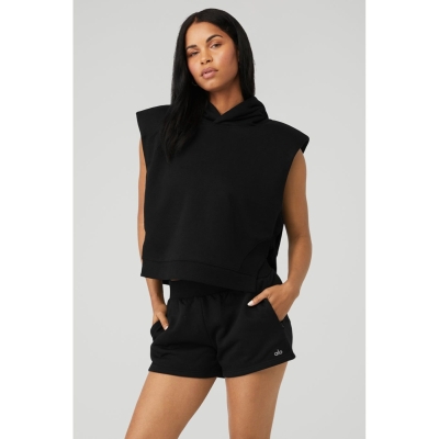 Pullover Alo Yoga Cropped Headliner Shoulder Pad Sin Manga Coverup Mujer Negros | MX-80AGHD