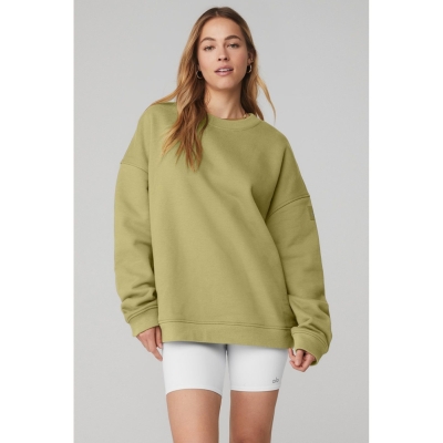 Pullover Alo Yoga Renown Heavy Weight Crew Neck Mujer Wasabi | MX-49CPJG