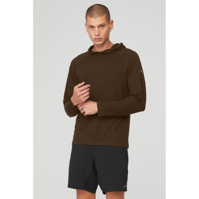 Ropa De Abrigo Alo Yoga Core Encapuchado Runner Hombre Cafes | MX-24RNFX