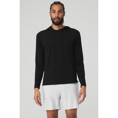 Ropa De Abrigo Alo Yoga Idol Encapuchado Runner Hombre Negros | MX-43IPRD